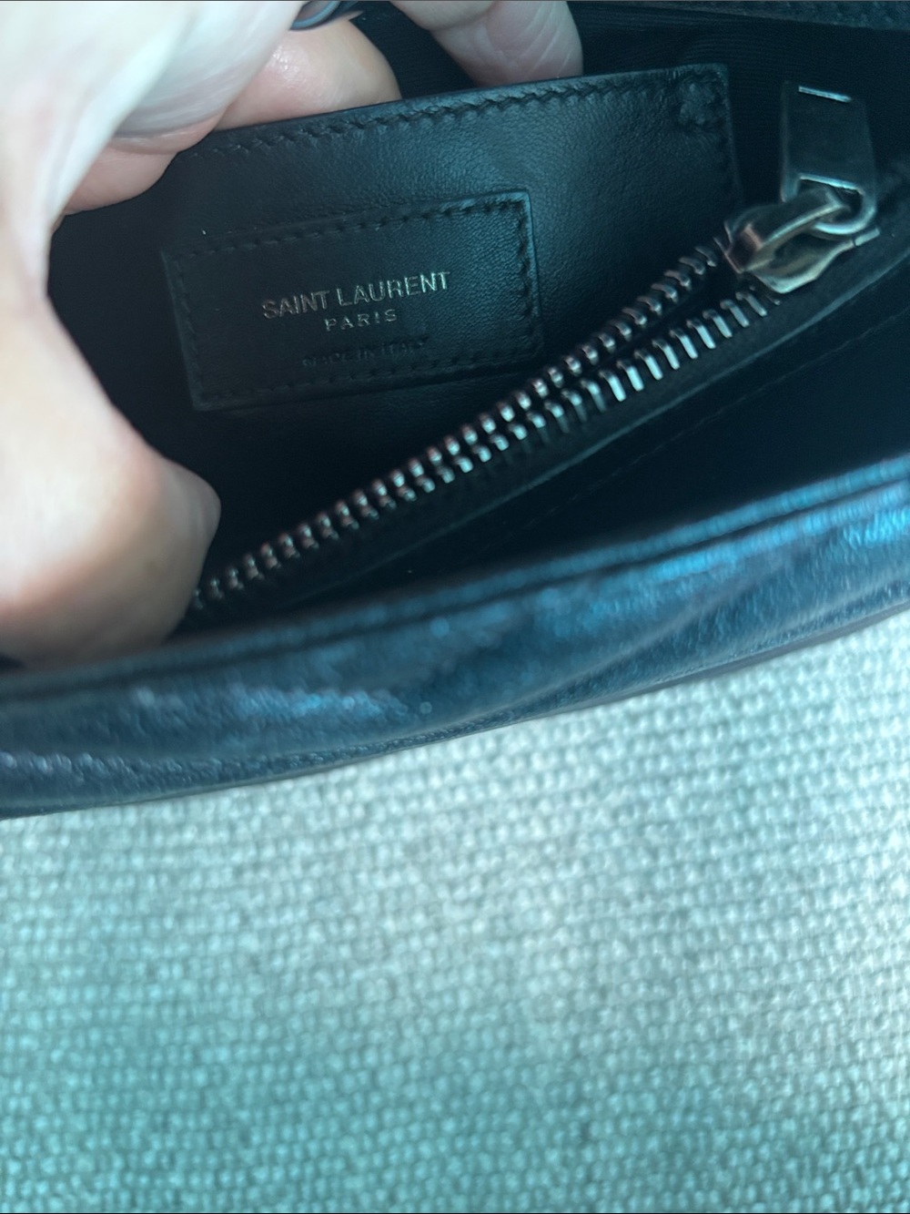 Original 2017 Saint Laurent Black Medium College Bag Chevron - Picture 12 of 13